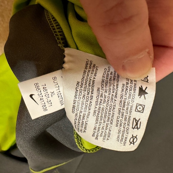 Nike Golf Mens‎ Dri Fit Short Sleeve Golf Polo Neon Green Gray Size XLarge - Picture 8 of 11